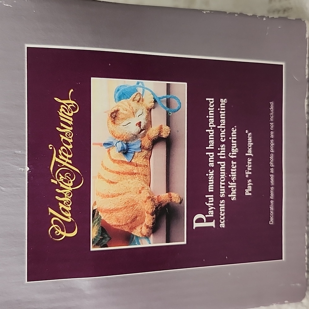 Classic Treasures musical kitten hand Painted shelf sitter Resin orange cat - Picture 3 of 8